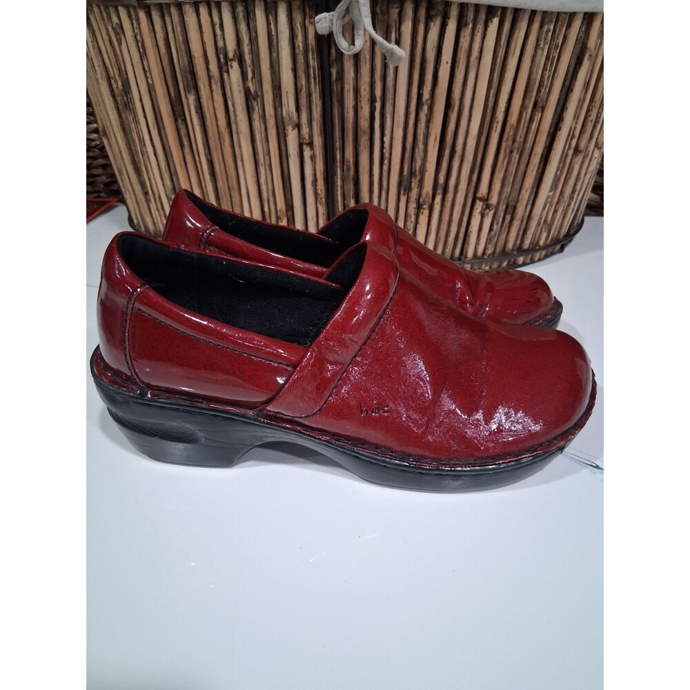 Born b.o.c Womens Shoe Sz 10 BC1632 Clog Wedge Work Red Wine Unique New SB4